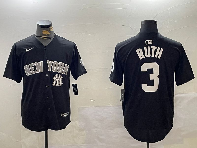 Men New York Yankees 3 Ruth Black Game 2024 Nike MLB Jersey style 12024